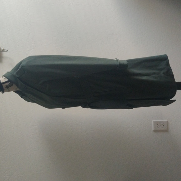Trouve Military Green Calf length long fall Winter Trenchcoat_Small - Picture 4 of 14